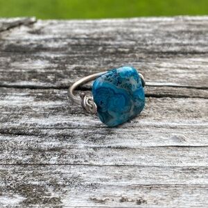 Handcrafted blue stone ring